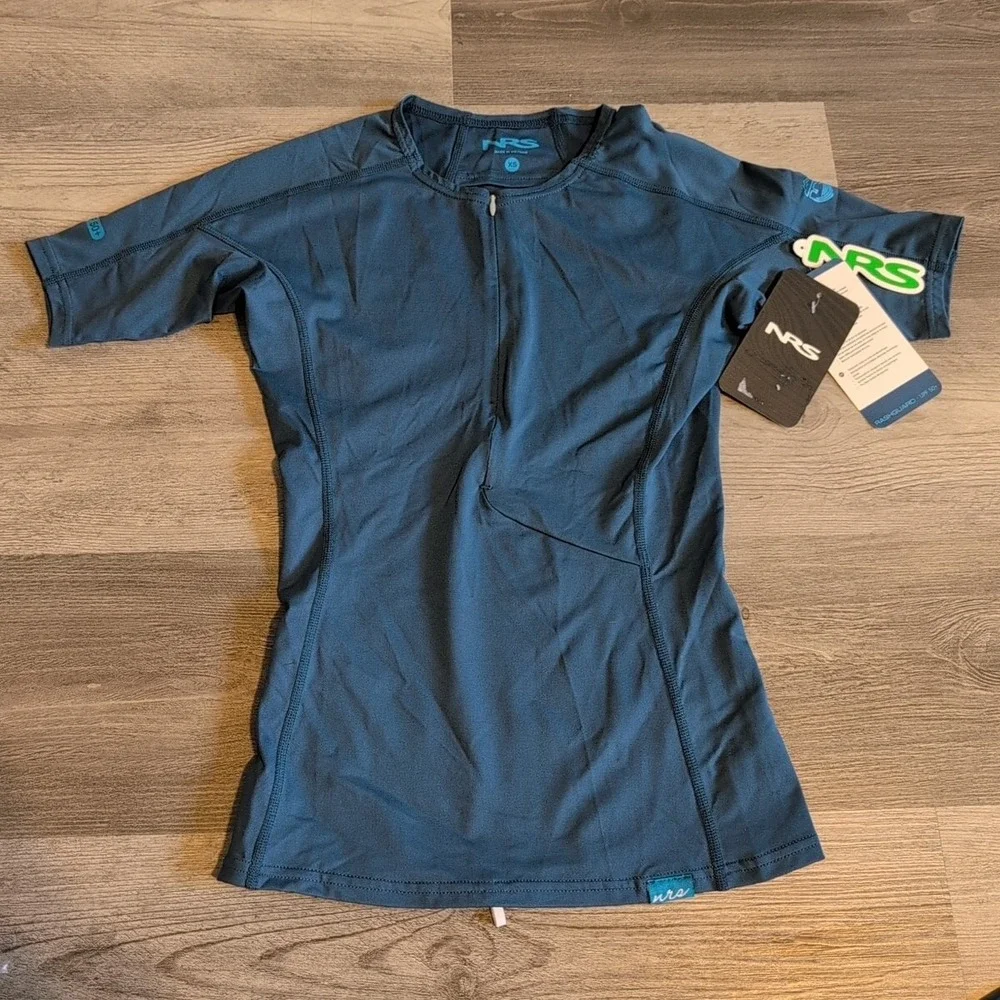 NRS‎ Women's H2Core Rashguard Short Sleeve Shirt XS Poseidon Dark Blue NEW
